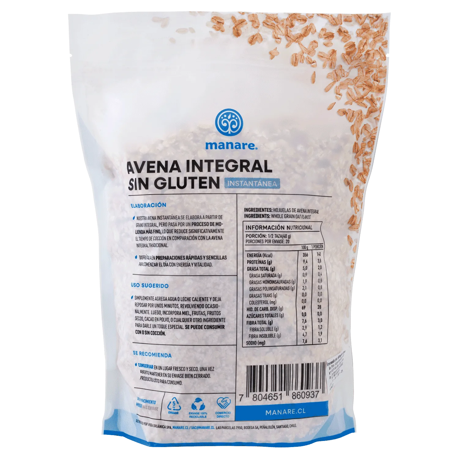 Avena Organica 800grs. Manare - Imagen 3